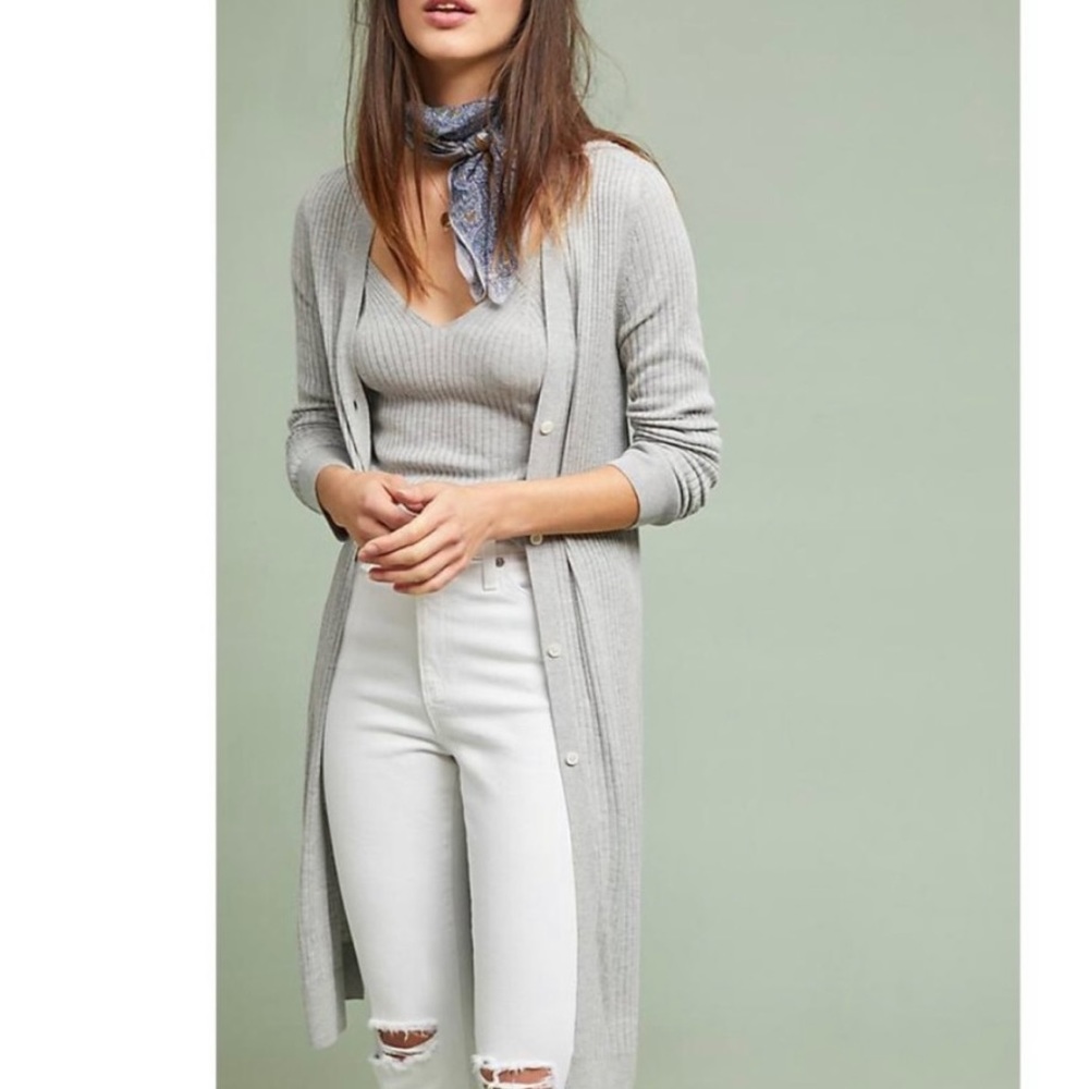 meadow rue gray cali ribbed cardigan sweater